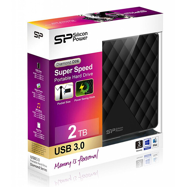 Внешний накопитель Silicon Power Diamond D06 2Tb Black (SP020TBPHDD06S3K)