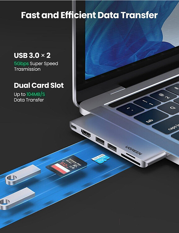 USB-хаб Ugreen CM380-80856 Space Gray (80856)