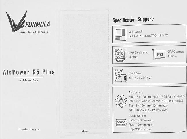 Корпус Formula V Line Air Power G5 Plus без БП черный