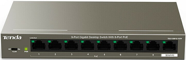 Коммутатор Tenda TEG1109P-8-102W