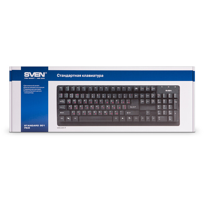 Клавиатура Sven Standard 301 USB черный (SV-03100301UB)