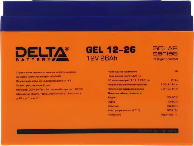 Аккумулятор для ИБП Delta GEL 12-26