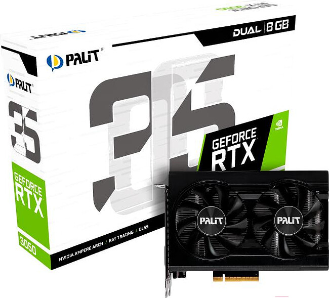 Видеокарта Palit GeForce RTX 3050 Dual 8GB (NE63050018P1-1070D)