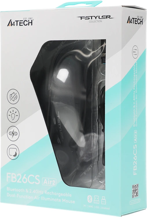 Мышь A4Tech Fstyler FB26CS Air 2 Smoky Grey