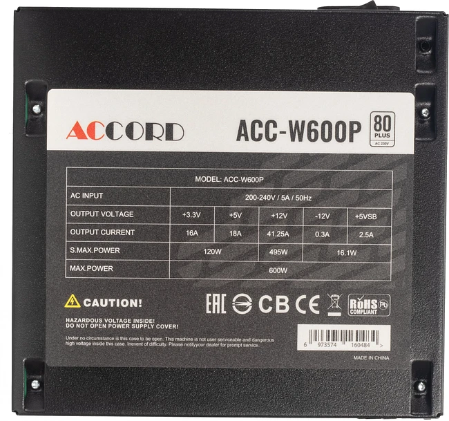 Блок питания Accord ATX 600W 80 Plus White (ACC-W600P)