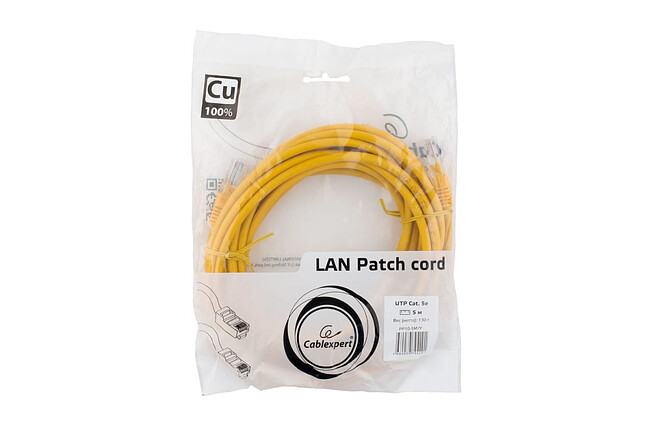 Патч-корд Cablexpert UTP PP10-5M/Y желтый