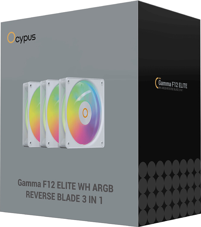 Комплект вентиляторов для корпуса Ocypus Gamma F12 Elite WH ARGB Reverse Blade 3 IN 1 White (Gamma-F12-WH3AM01E-GL)