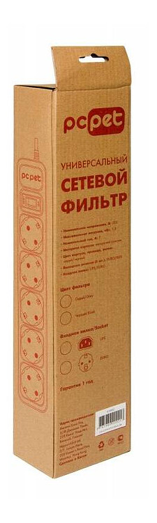 Сетевой фильтр PC Pet AP01006-3-BK черный