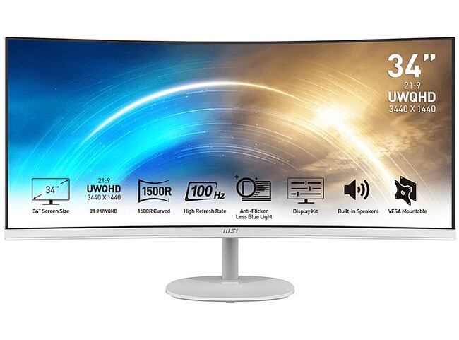 Монитор MSI Pro MP341CQW белый (9S6-3PB2CT-025) Монитор MSI Pro MP341CQW белый (9S6-3PB2CT-025)