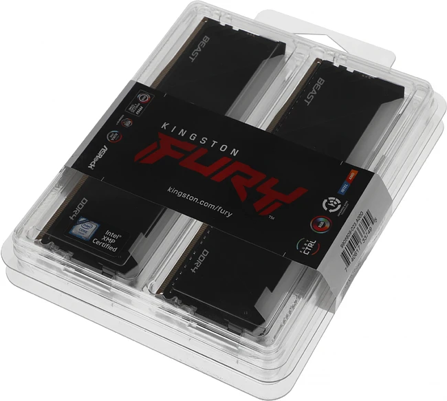 Оперативная память Kingston Fury Beast RGB 4x16GB DDR4 Black (KF432C16BB2AK4/64)