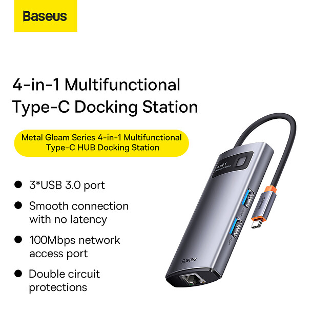 Док-станция Baseus Metal Gleam Series 4-in-1 (WKWG070113)