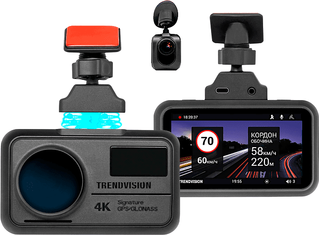 Автомобильный видеорегистратор TrendVision TDR-725 Real 4K 2CH черный