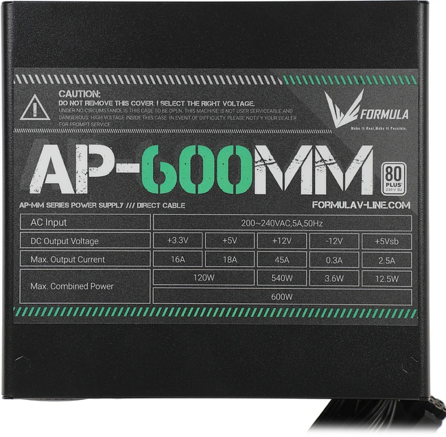 Блок питания Formula V Line ATX 600W 80 Plus White (AP-600ММ)