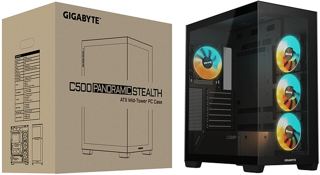 Корпус Gigabyte C500 Panoramic Stealth без БП черный (GB-C500P ST)