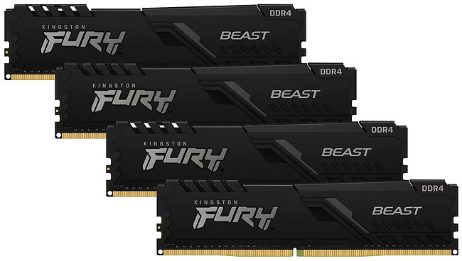 Оперативная память Kingston Fury Beast Black 4x32GB DDR4 (KF432C16BBK4/128)