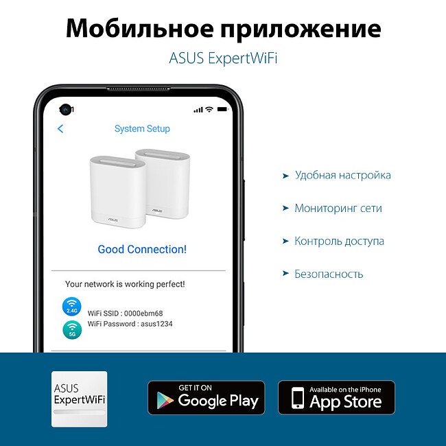 Роутер Asus EBM68 белый 2pk (90IG07V0-MO3A40)