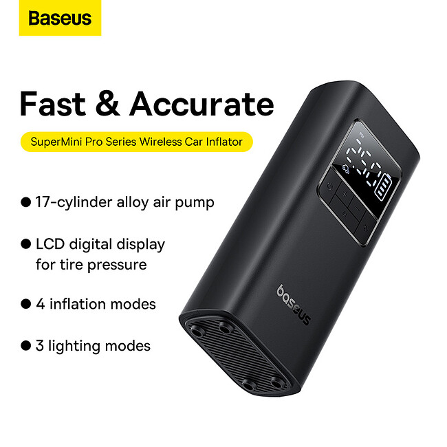Автомобильный компрессор Baseus SuperMini Pro Series Cluster Black (C11159300111-00)