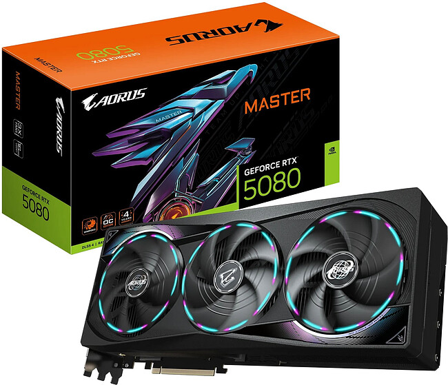 Видеокарта GigaByte Aorus GeForce RTX 5080 Master 16G GDDR7 (GV-N5080AORUS M-16GD)