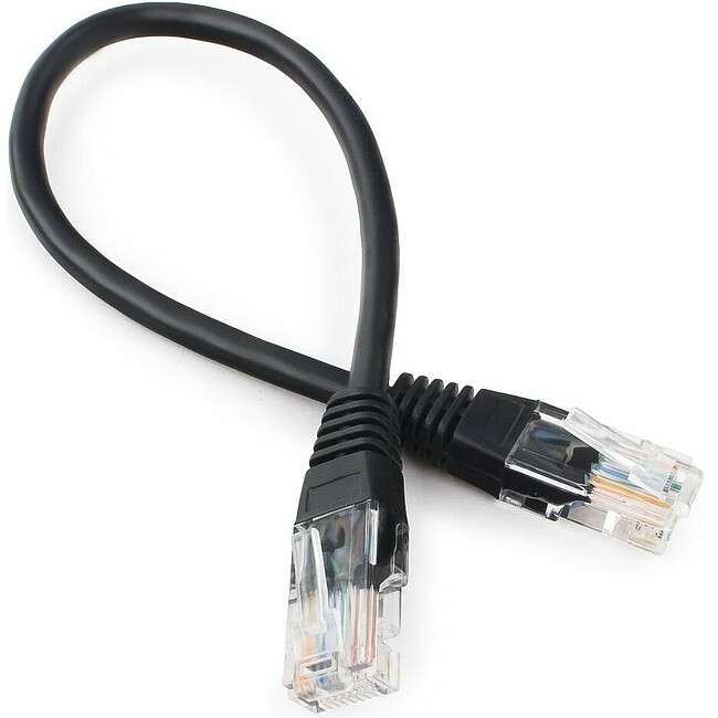 Патч-корд Cablexpert PP12-0.25M/BK Black 0.25 м