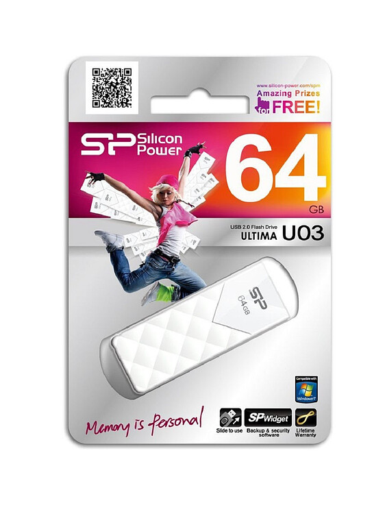 USB Flash-накопитель Silicon-Power Ultima U03 64GB White (SP064GBUF2U03V1W)