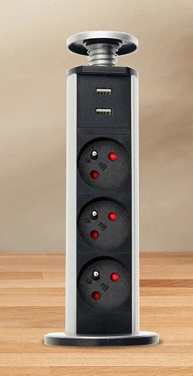 Разветвитель Premier PX/BL-VRT-3R-2USB-GRE серый