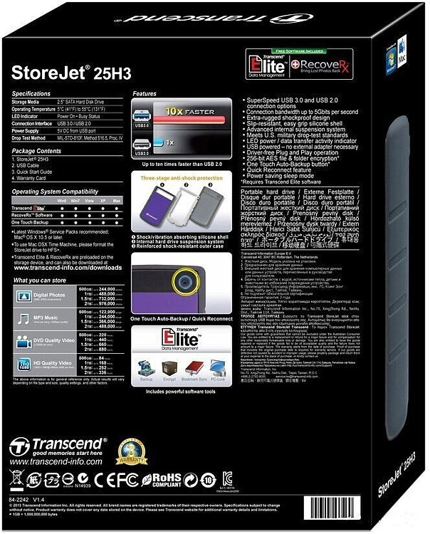 Внешний накопитель Transcend StoreJet 25H3B 2TB синий (TS2TSJ25H3B)