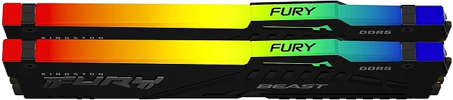 Оперативная память Kingston Fury Beast Black RGB 2x32GB DDR5 DIMM PC5-41600 (KF552C40BB2AK2-64)