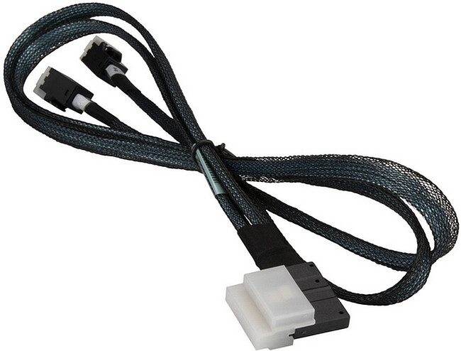 Кабель прямого подключения Supermicro CBL-SAST-0826 Slimline SAS x8 (LE) to 2x MiniSAS HD 70cm Кабель прямого подключения Supermicro CBL-SAST-0826 Slimline SAS x8 (LE) to 2x MiniSAS HD 70cm