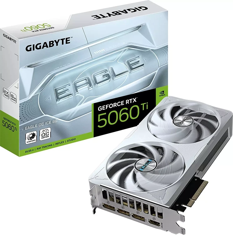 Видеокарта Gigabyte GeForce RTX 5060 Ti Eagle OC Ice 8GB GDDR7 (GV-N506TEAGLEOC ICE-8GD)
