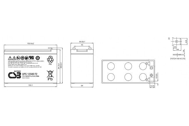 Аккумулятор для ИБП CSB 12В 10.5Ач (UPS 12580)