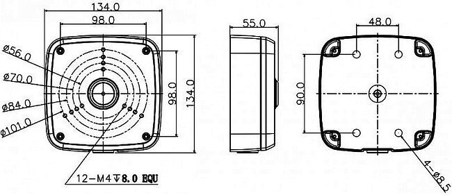 Монтажная коробка для камер видеонаблюдения Dahua DH-PFA122