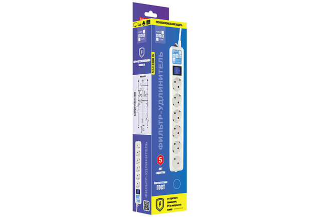 Сетевой фильтр Power Cube Про 5м белый (SPL(5+1)-16B-P-5M)