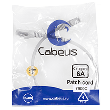 Патч-корды Cabeus PC-SSTP-RJ45-Cat.6a-0.5m-LSZH серый