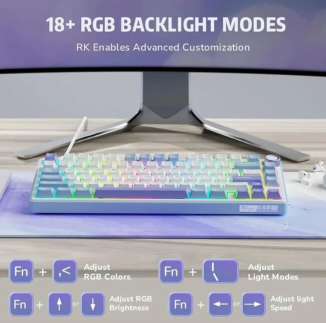 Клавиатура Royal Kludge R75 K Silver switch/Blackberry