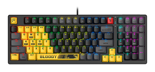 Клавиатура A4Tech Bloody S98 желтый/серый (SPORTS LIME)