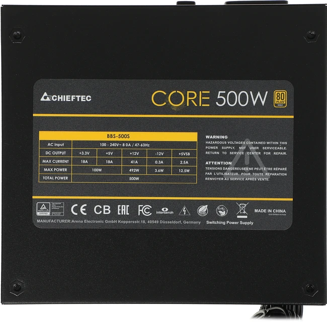 Блок питания Chieftec Core 500W ATX (BBS-500S)
