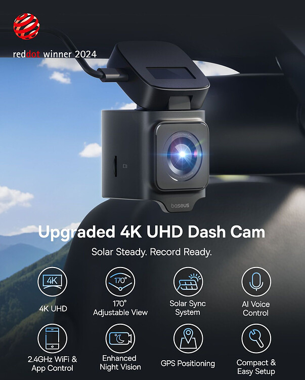 Автомобильный видеорегистратор Baseus Dash Cam 4K BS-CM035 Cosmic Black (C0119804)