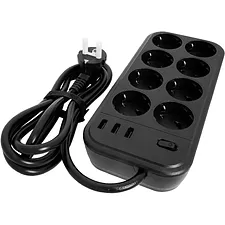 Сетевой фильтр Powercom SP-08 USB03AB 3.0м 8 розеток черный Сетевой фильтр Powercom SP-08 USB03AB 3.0м 8 розеток черный