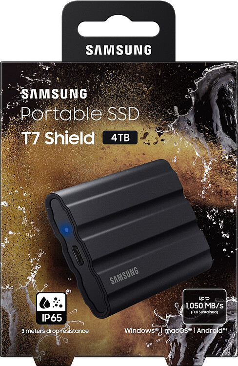 Внешний накопитель Samsung T7 Shield 4TB черный (MU-PE4T0S/WW)