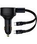 Автомобильное зарядное Baseus Enjoyment Retractable 2-in-1+C 33W Black (C00035500111-00)