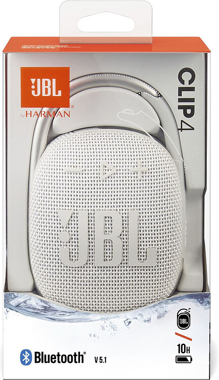 Беспроводная колонка JBL Clip 4 белый (JBLCLIP4WHT)