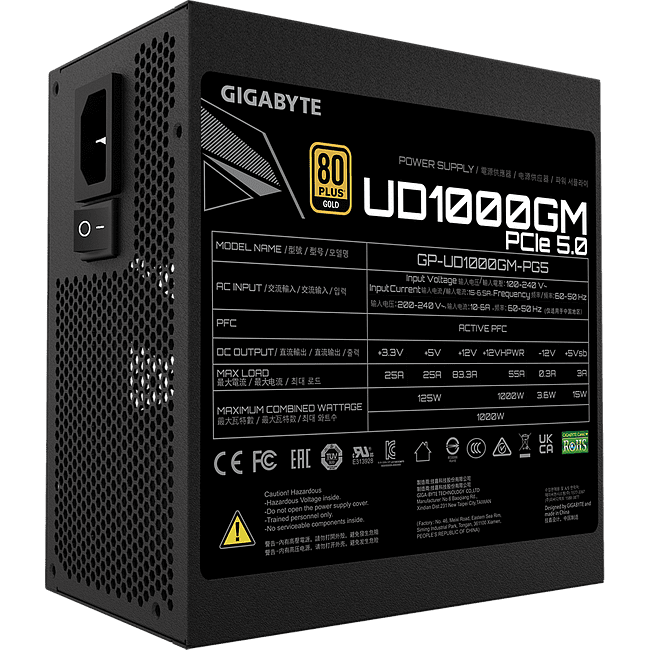 Блок питания GigaByte UD1000GM PG5 V2 1000W 80Plus Gold (GP-UD1000GM PG5 v2)