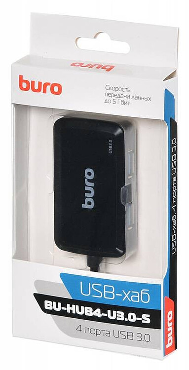 USB-хаб Buro BU-HUB4-U3.0-S черный