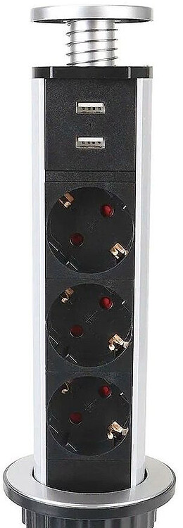 Разветвитель Premier PX/BL-VRT-3R-2USB-GRE серый