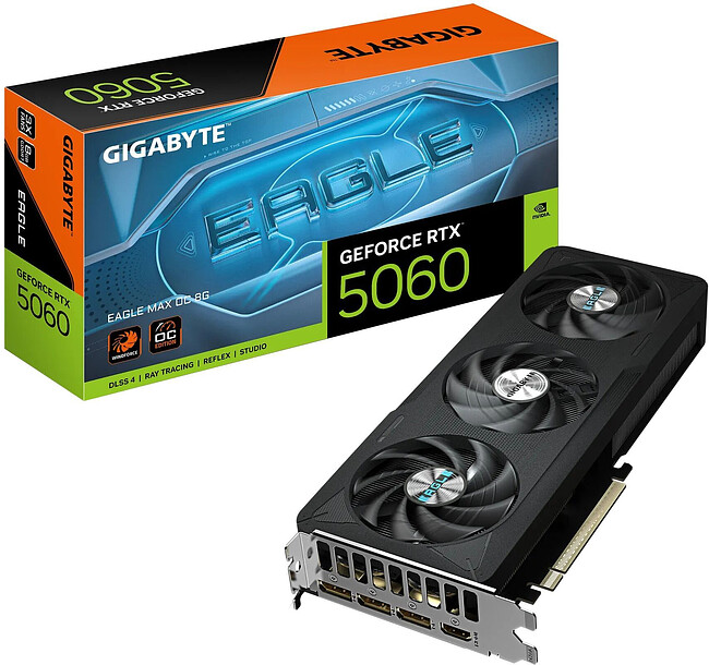 Видеокарта GigaByte GeForce RTX 5060 Eagle Max OC 8GB GDDR7 (GV-N5060EAGLEMAX OC-8GD)