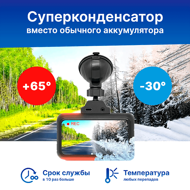 Автомобильный видеорегистратор TrendVision TDR-725 Real 4K 2CH черный