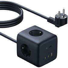 Удлинитель Baseus 00082100123-00 EnerFill FA11 Cube Power Strip 3AC+1U+1C 67W 1.5m EU Cosmic Black (EFMF67-EU)