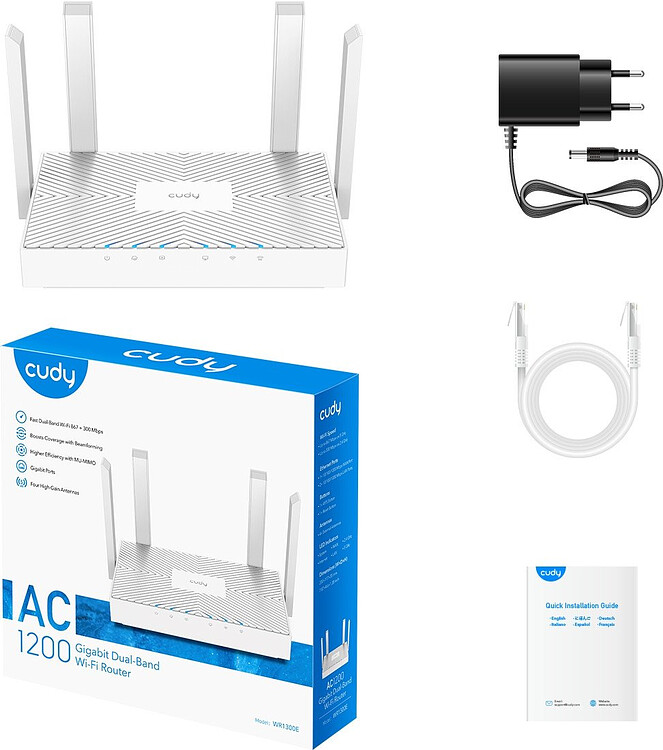 Роутер беспроводной Cudy AC1200 белый (WR1300E)