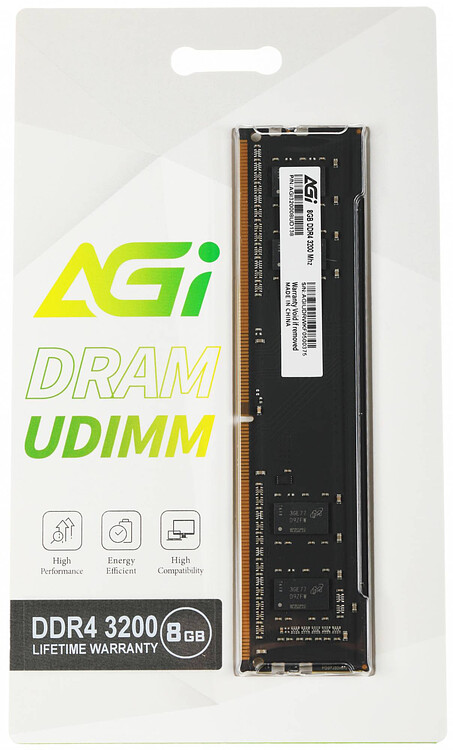 Оперативная память AGI 8GB DDR4 DIMM PC4-25600 Bulk (AGI320008UD138)