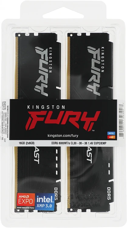 Оперативная память Kingston Fury Beast Black Expo 16Gb (KF560C30BBEK2-16)